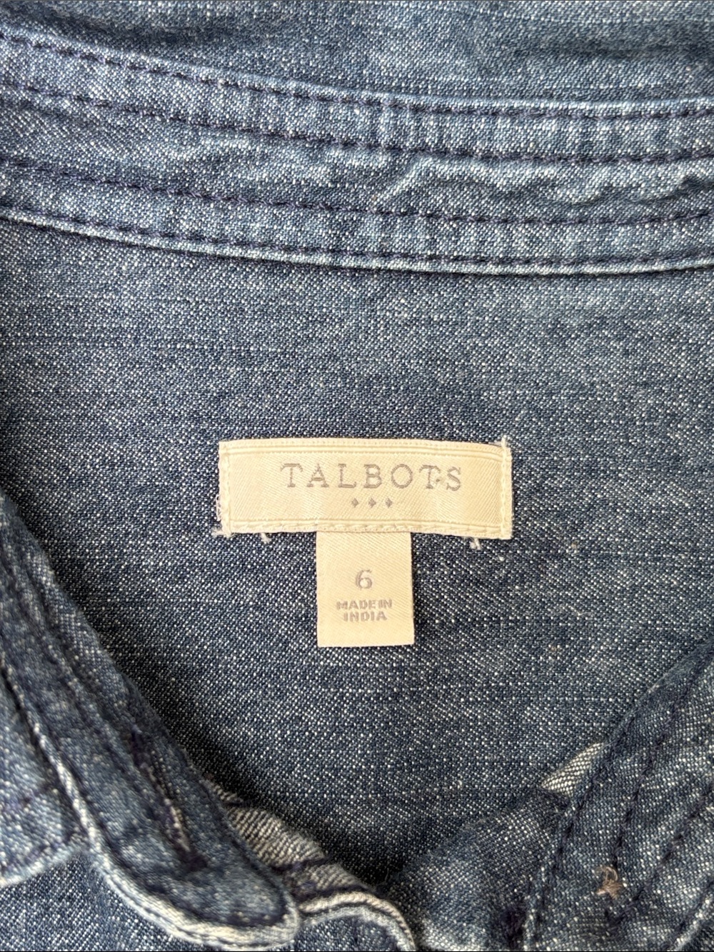 TALBOTS | Blue Denim Utility Preppy Casual Office Belted Shirt Dress | Size 6 - Picture 5 of 8